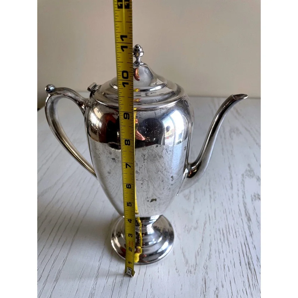Vintage Silver Plated Over Copper Tea Pot with‎ Lid Elegant Serving Vessel